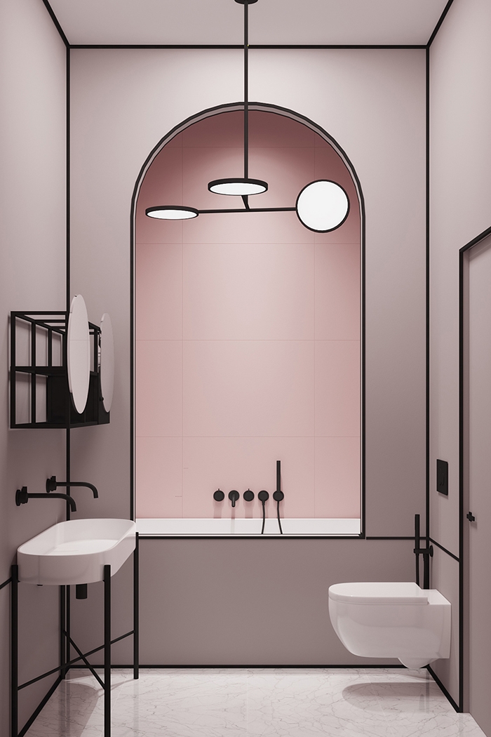 Baño de diseño rosa