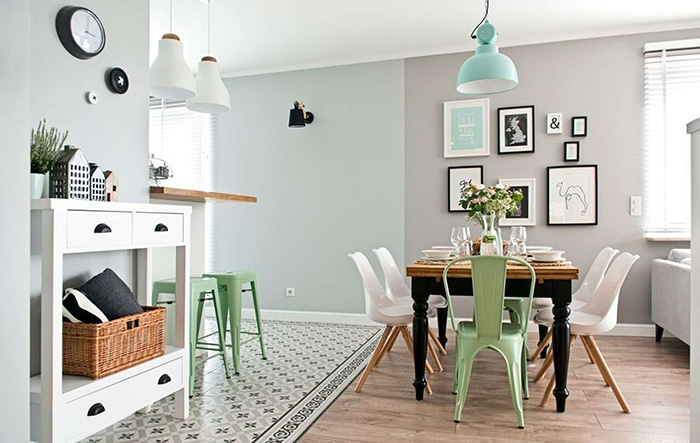 Integrate the kitchen in the living room and dining room