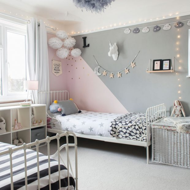 15 Combinaciones de colores para pintar una habitación infantil: Gris y rosa