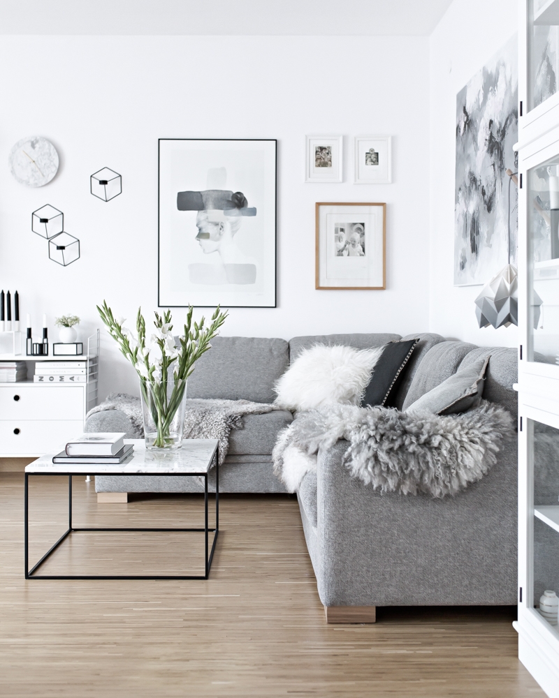 combinar un sofá gris: Colores para pared y