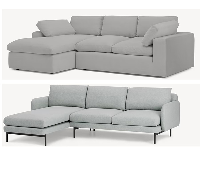 Comparativa de sofás voluminosos y ligeros