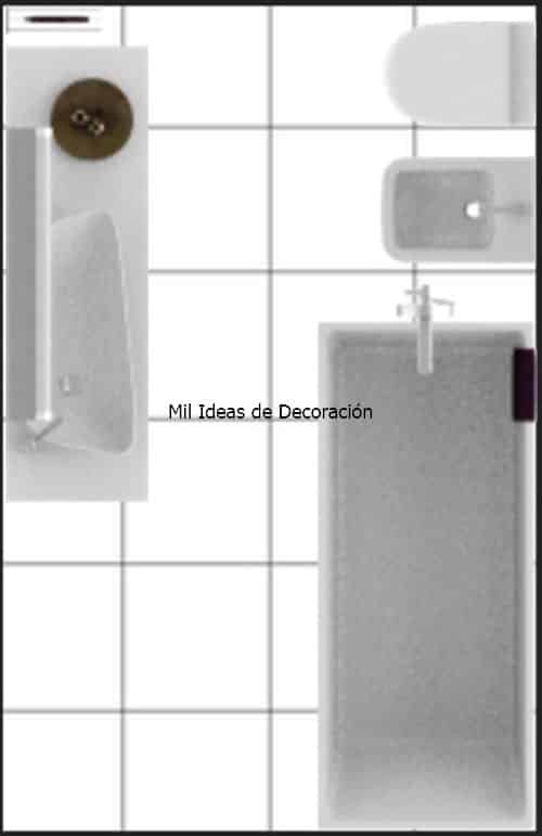 Distribución de baño pequeño rectangular