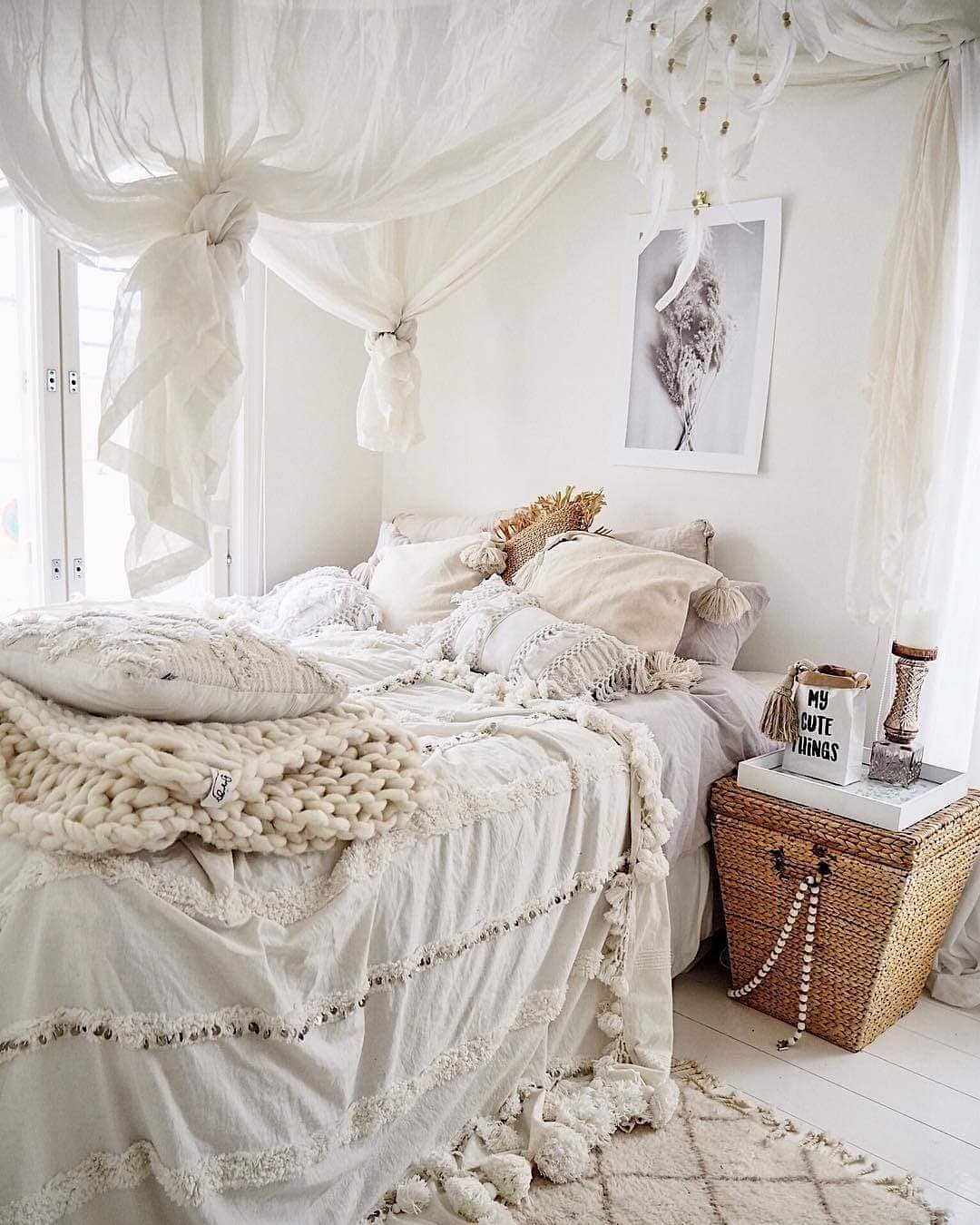 Modern boho chic bedroom decoration