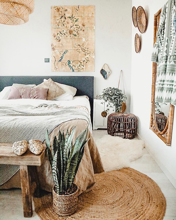 Un dormitorio bohochic / bohemio moderno