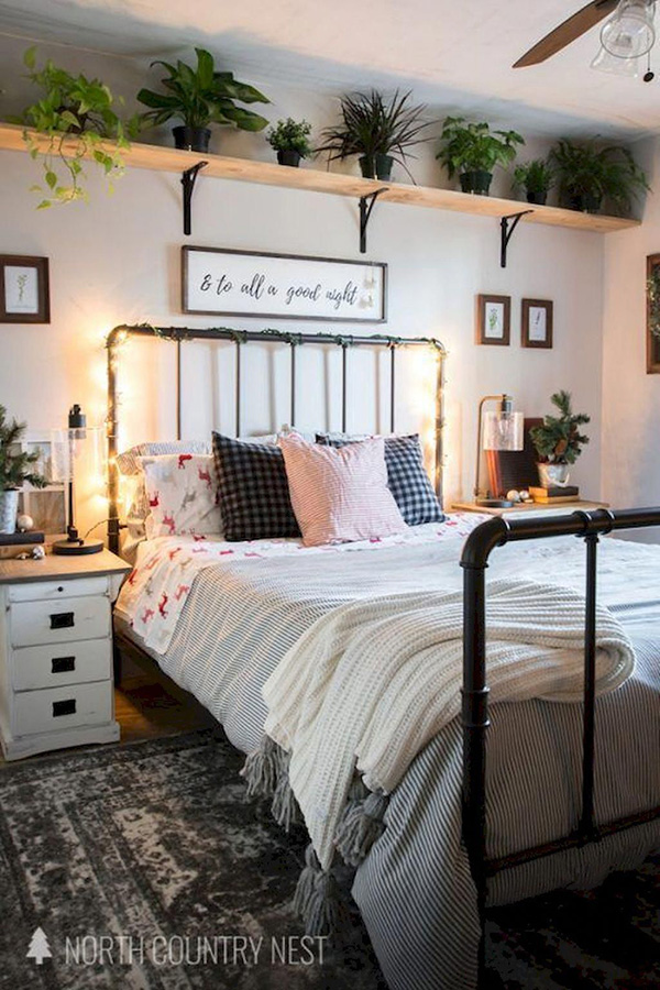 Modern boho chic bedroom decoration