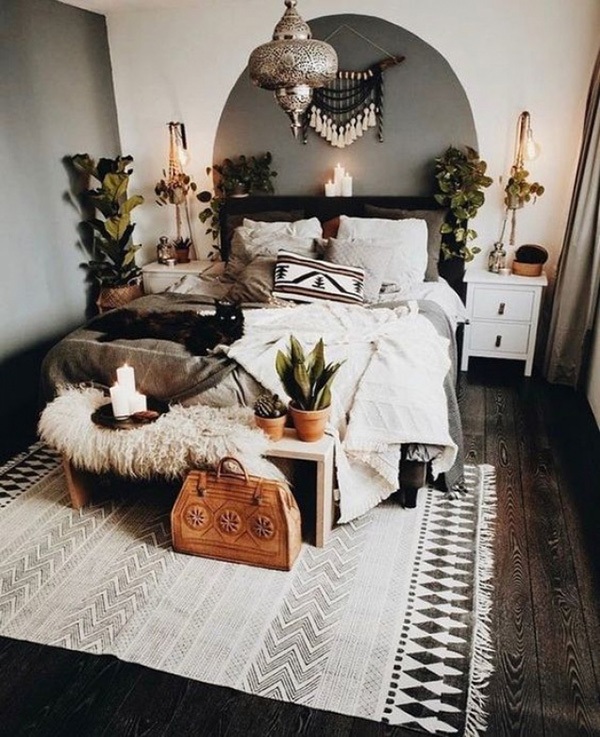 Un dormitorio bohochic / bohemio moderno