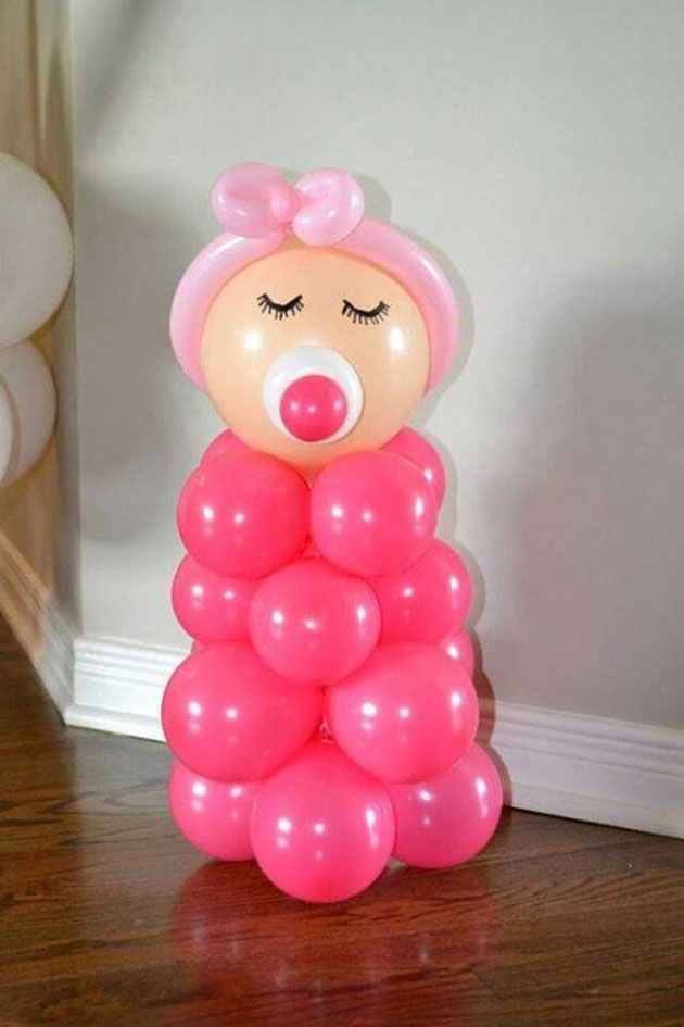 Fiesta baby shower decorada con globos