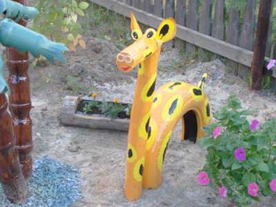 neumatico reciclado juguete jirafa