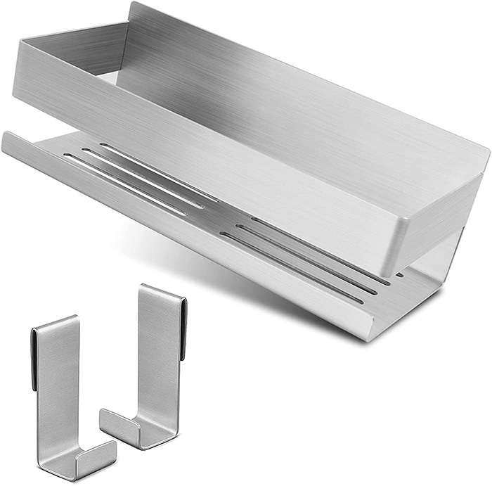 Estante para jabón y champú en acero inoxidable para poner en la pared de la ducha sin agujeros
