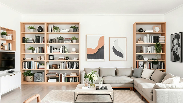 Estantería bien decorada