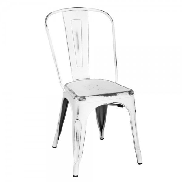 Silla con efecto blanco envejecido o efecto decapado