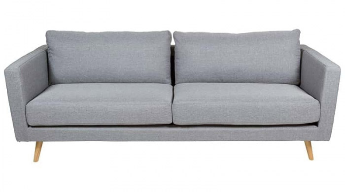 Küçük oturma odaları için mükemmel gri renkte döşemeli modern kanepe